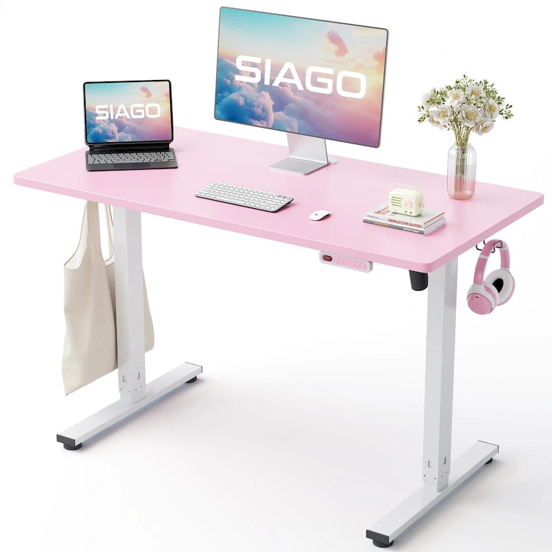 SIAGO Bureau informatique 48 x 24 pouces, réglable en hauteur, électrique, assis-debout
