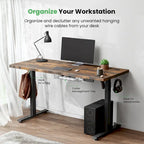 SIAGO Bureau informatique 48 x 24 pouces, réglable en hauteur, électrique, assis-debout