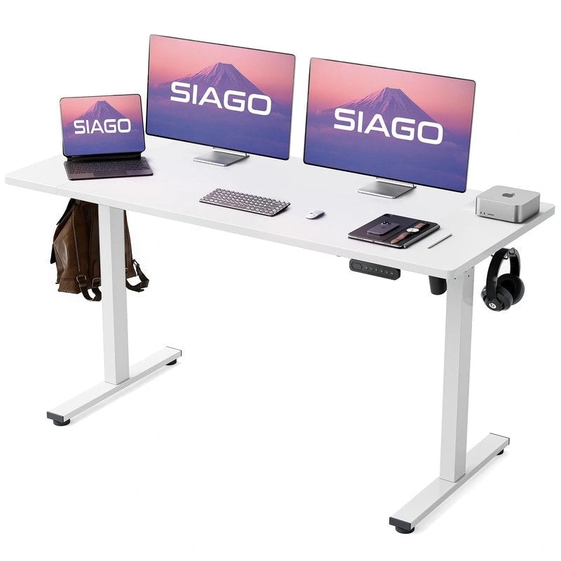 SIAGO Bureau informatique 48 x 24 pouces, réglable en hauteur, électrique, assis-debout