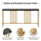 Table console de canapé de 70,9 pouces avec étagère de rangement ouverte, Table étroite industrielle extra longue, Table d'entrée derrière le canapé