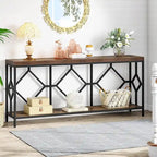 Table console de canapé de 70,9 pouces avec étagère de rangement ouverte, Table étroite industrielle extra longue, Table d'entrée derrière le canapé