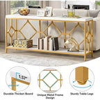 Table console de canapé de 70,9 pouces avec étagère de rangement ouverte, Table étroite industrielle extra longue, Table d'entrée derrière le canapé